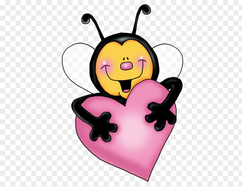 Bee Love Hearts Cartoon Clip Art PNG
