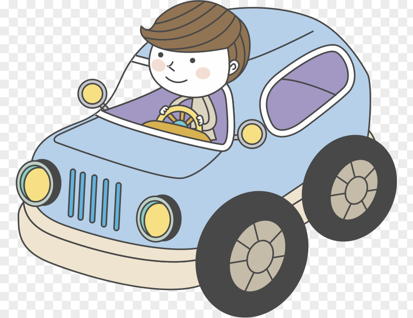 Boy Driving Cartoon Illustration PNG