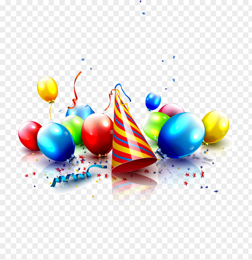 Balloon And Birthday Hat Vector PNG