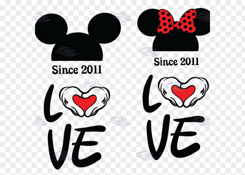 Mickey Minnie Love Mouse T-shirt PNG