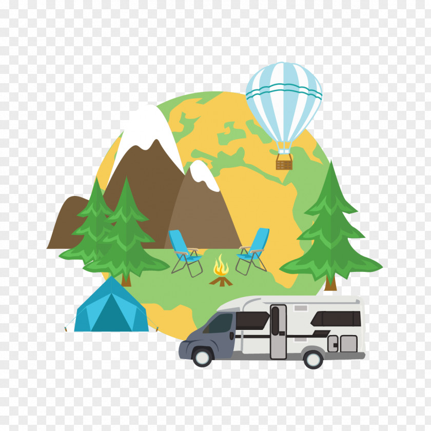 Vector Traveling Flat Material Nautical Tourism Camping Clip Art PNG