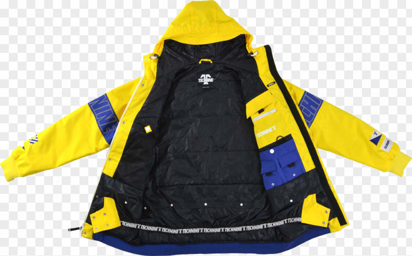 Yellow Cordon Electric Blue Jacket Cobalt Outerwear Hood PNG