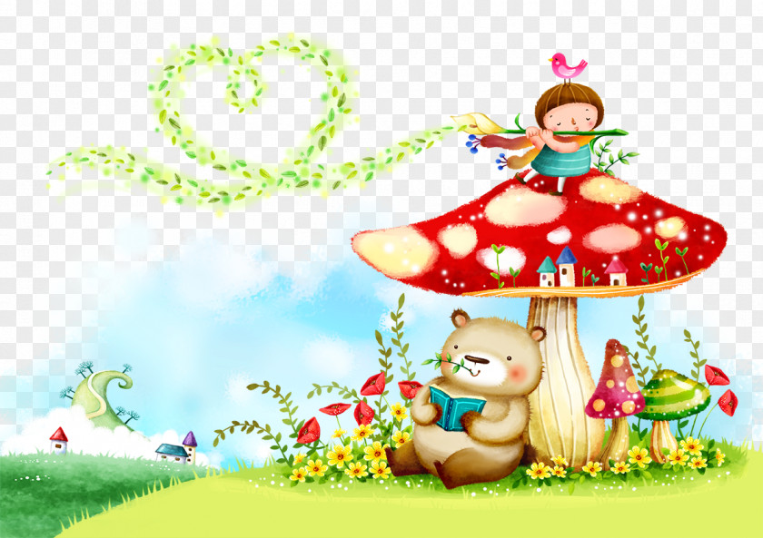 Girls On The Mushrooms Wall Decal Sticker Wallpaper PNG