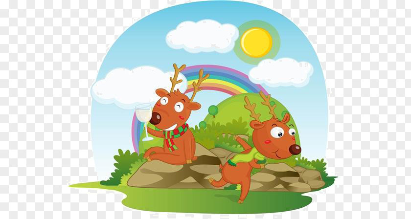 Cartoon Rainbow Under The Deer Stock Photography Illustration PNG