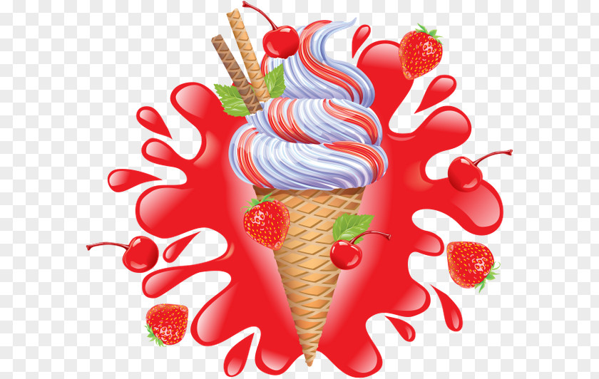 Strawberry Ice Cream Cones Sundae PNG