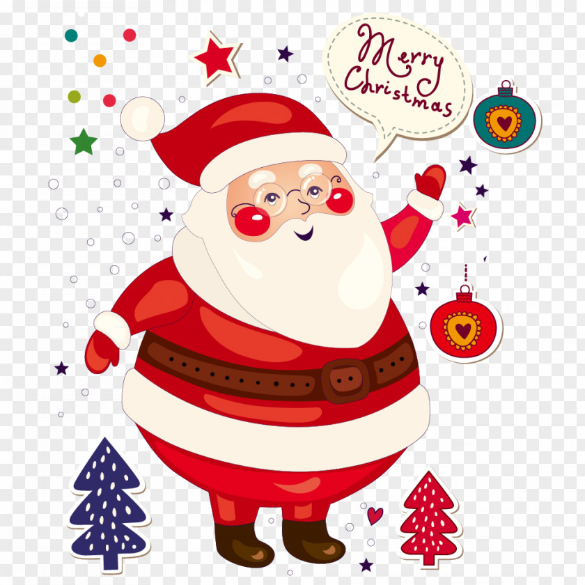 Santa Claus Christmas Card Illustration PNG