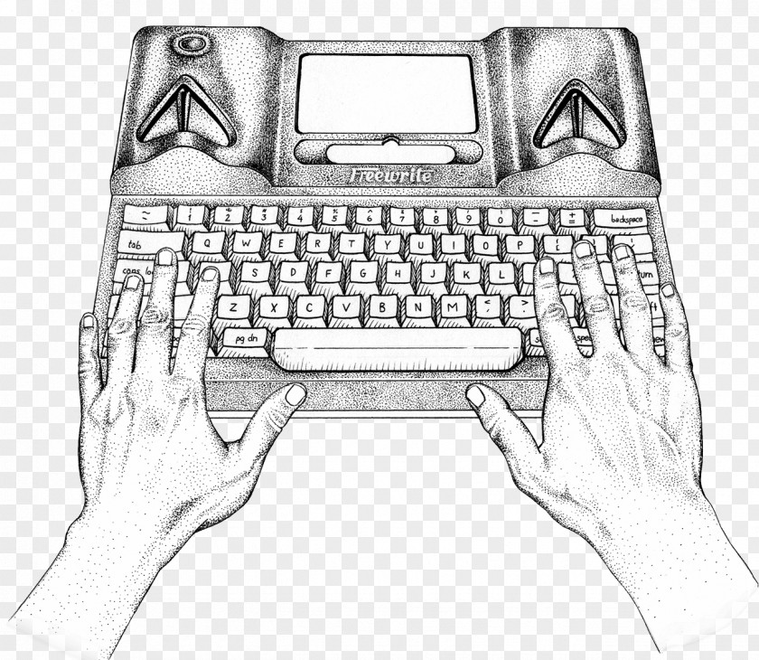 Typewriter Sholes And Glidden Line Art Concept Drawing PNG