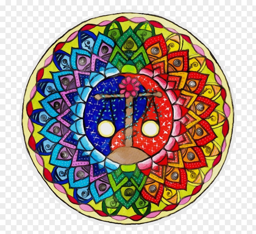 Symbol Stained Glass Psychedelic Art Circle Sticker Pattern Mosaic PNG