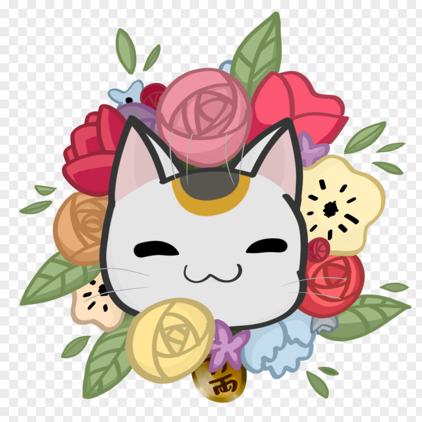 Lucky Cat Flower Art Floral Design PNG