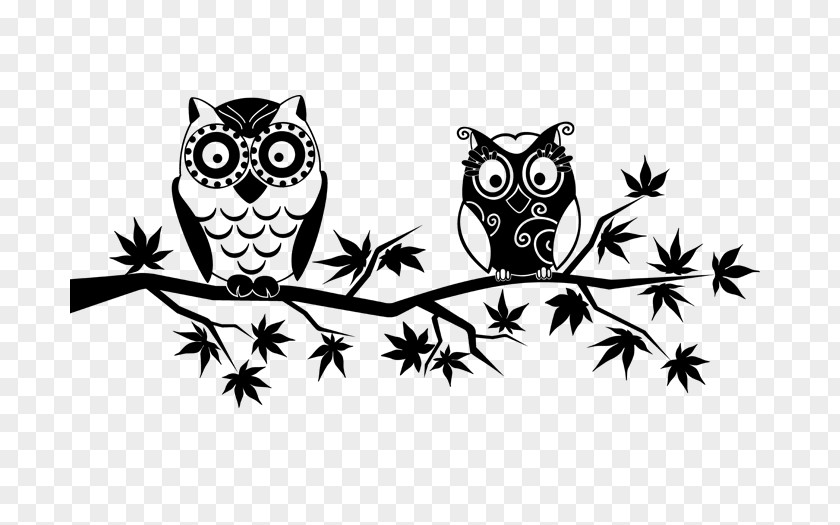 Owl Wall Decal Black And White PNG