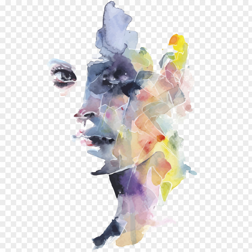 Vector Watercolour Woman Watercolor Painting Portrait Drawing Work Of Art PNG