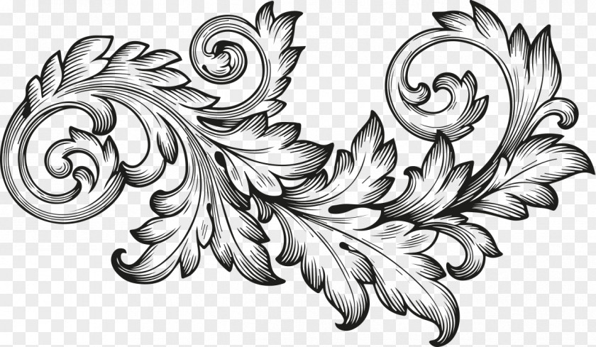 Baroque Ornament Scroll Engraving Acanthus PNG