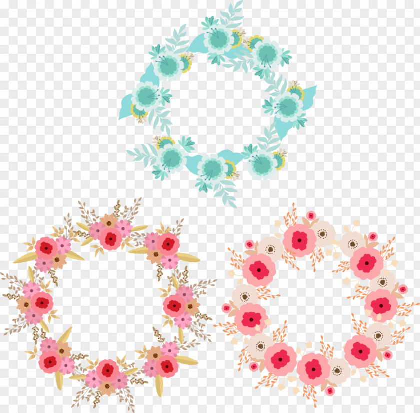 Blue Pink Decorative Garland Flower PNG