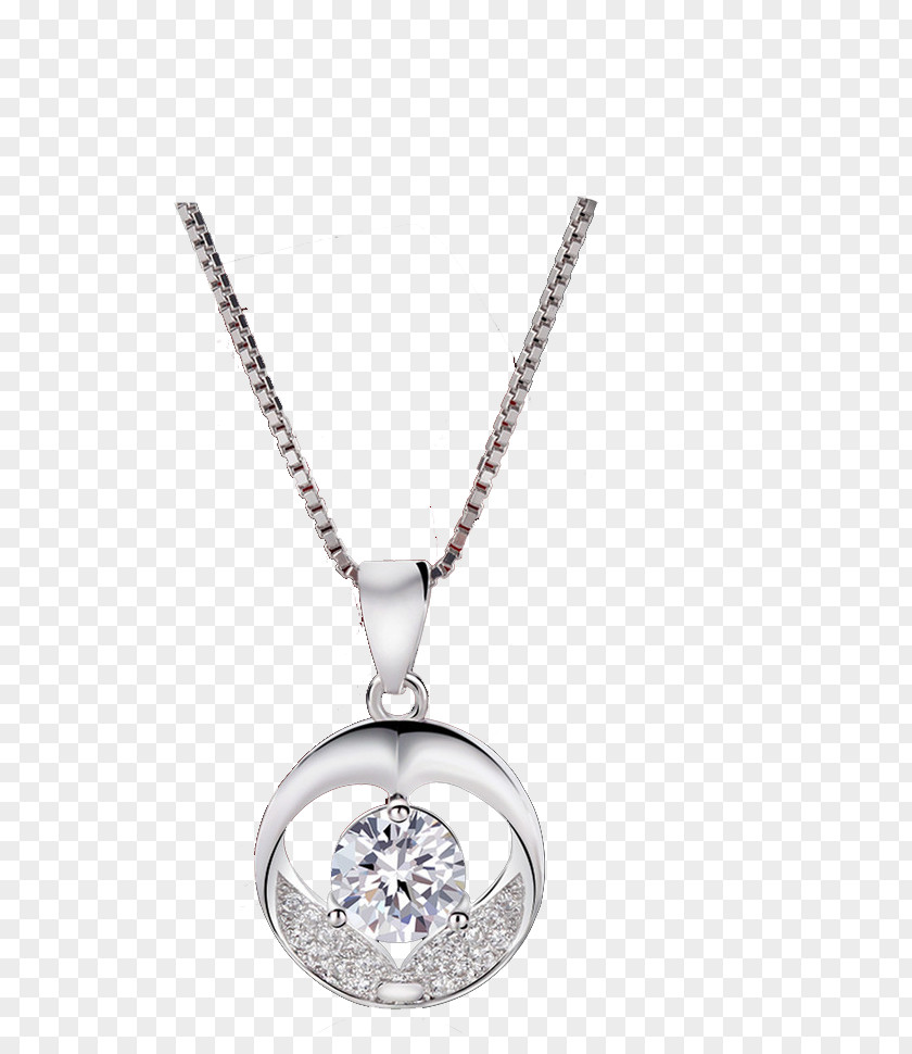 Real Shot Simple Silver Necklace Earring Diamond Pendant PNG