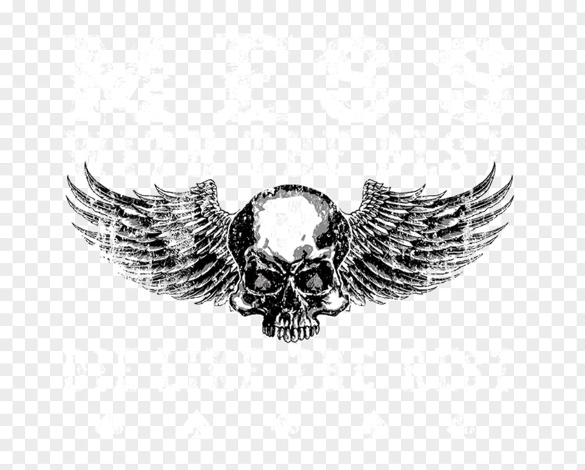 Skull Wings White Font PNG