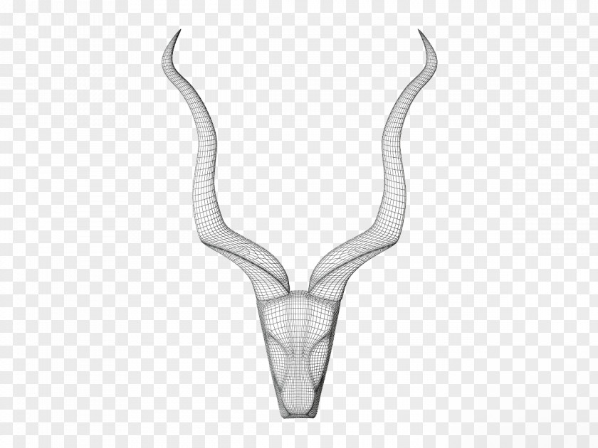 Antler Antelope Necklace Silver PNG
