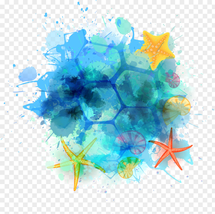 Colorful Ink And Color Elements Watercolor Painting PNG