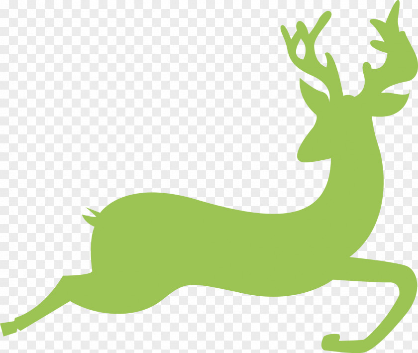 Hand-painted Christmas Cartoon Running Gazelle Reindeer Antelope Santa Claus Drawing PNG