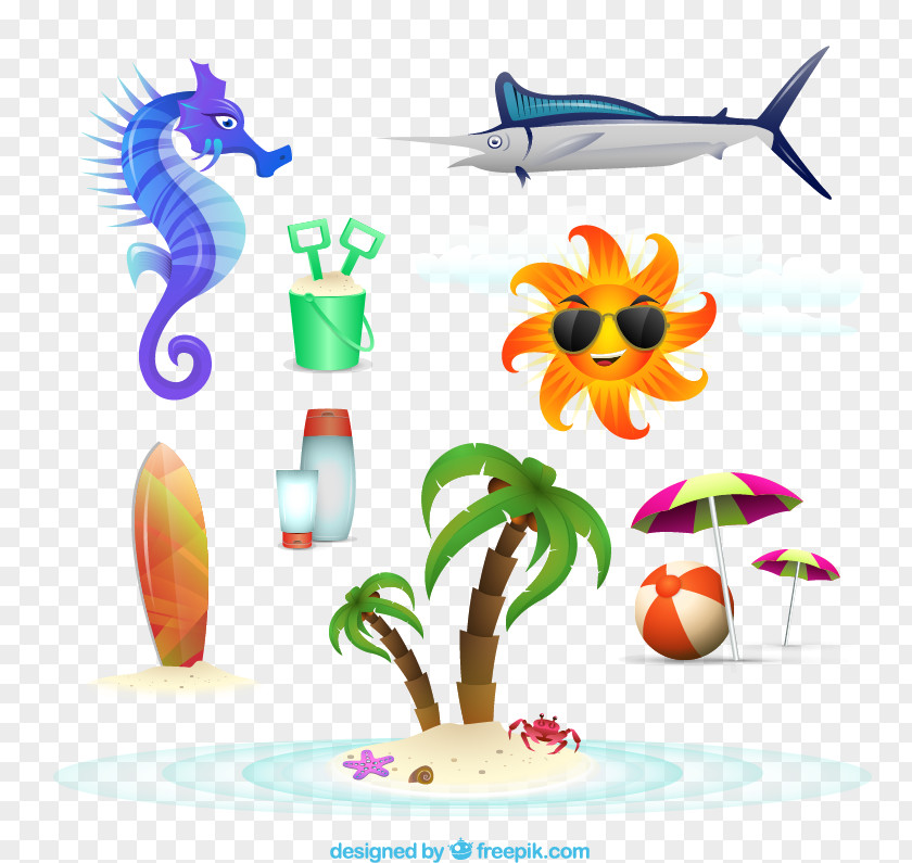 Summer Beach Icon Vector Material, Euclidean Adobe Illustrator PNG