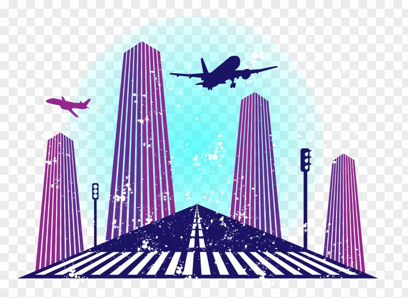 Vector Road Building Aircraft Airplane Graphic Design Clip Art PNG