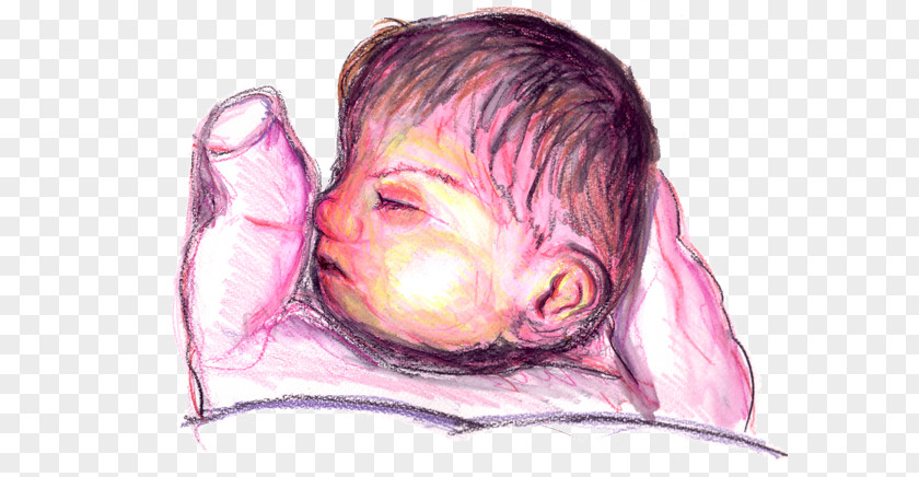 Watercolor Newborn Nose Painting Cheek Sketch PNG