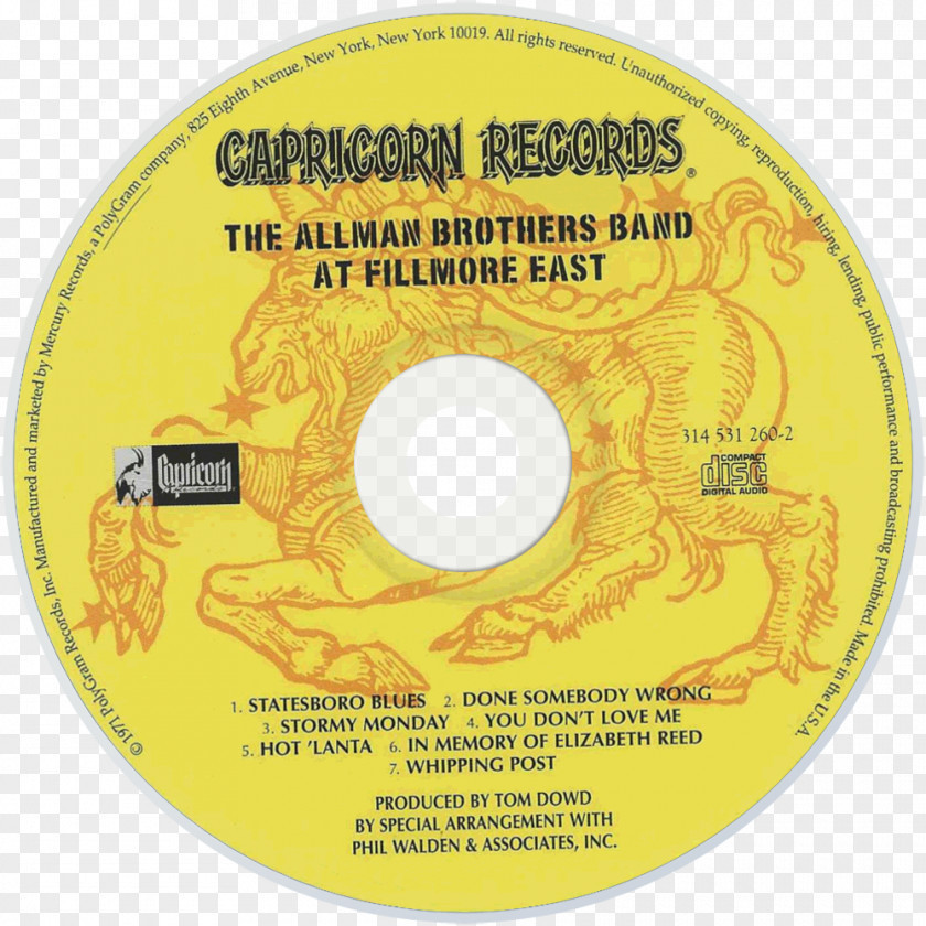 Fillmore Compact Disc Capricorn Records Disk Storage PNG
