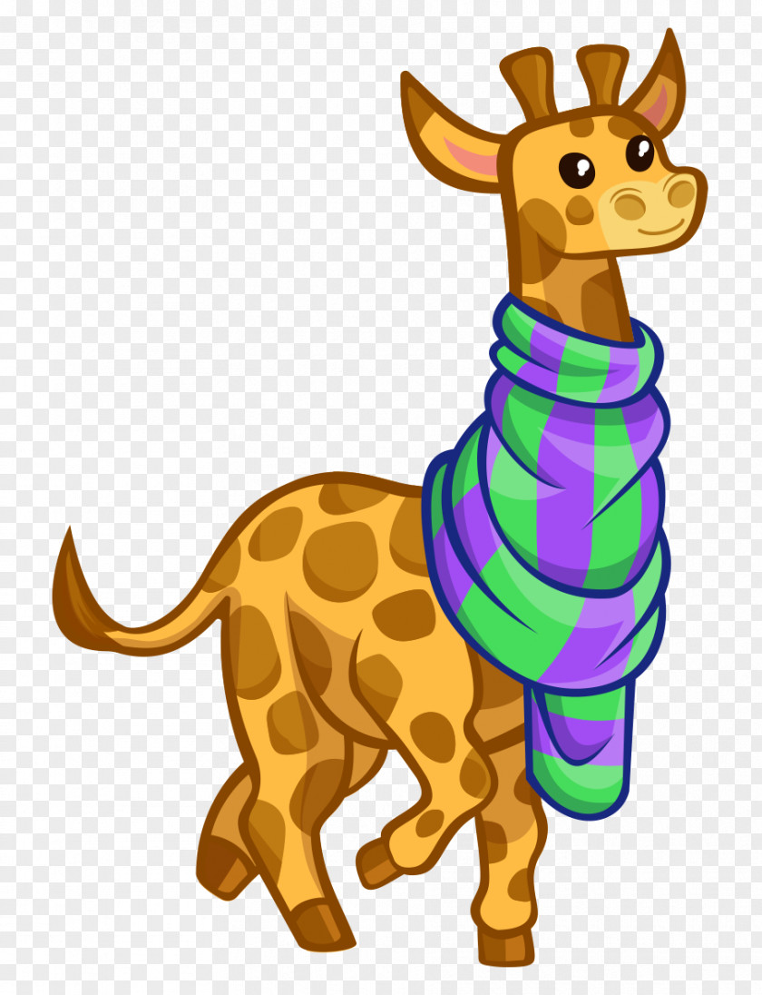Lovely Hand-painted Cartoon Giraffe Wearing Colored Scarves PNG