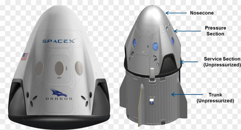 Nasa SpaceX Dragon Red Spacecraft V2 PNG