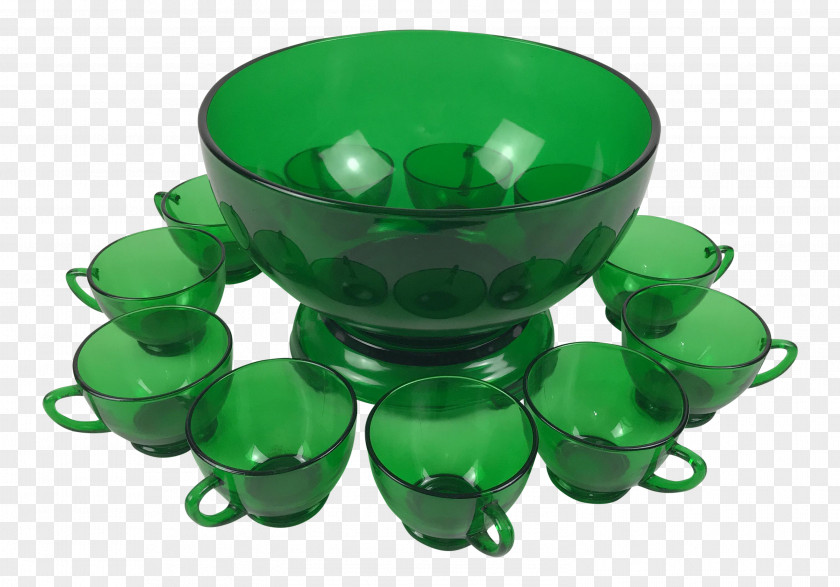 Punch Bowls Glass Green Cup PNG