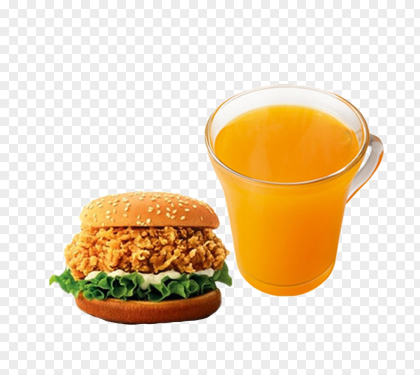 Juice And Chicken Fort More With Hamburger Fast Food KFC French Fries Salad PNG