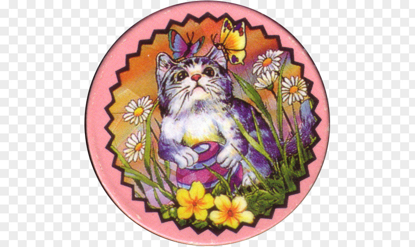 Kitten Whiskers Tabby Cat Floral Design PNG