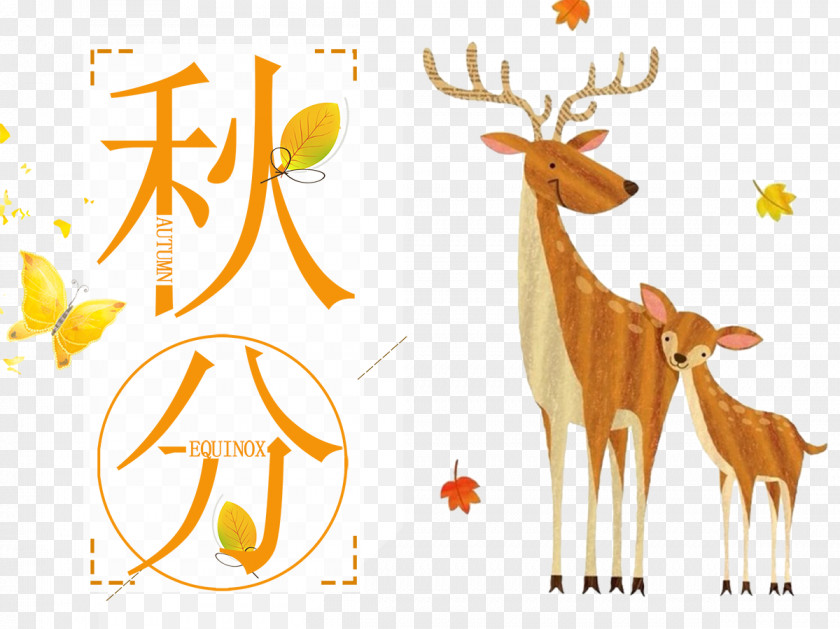 Twenty-four Solar Term Equinox Poster Watercolor Painting Deer PNG