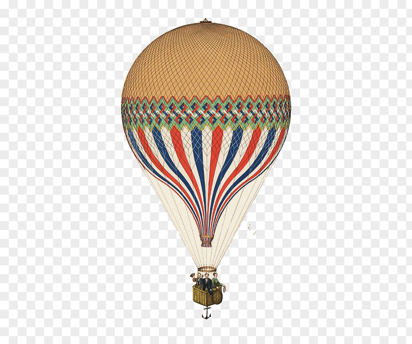 Hot Air Balloon And A Gentleman Work Of Art Poster PNG