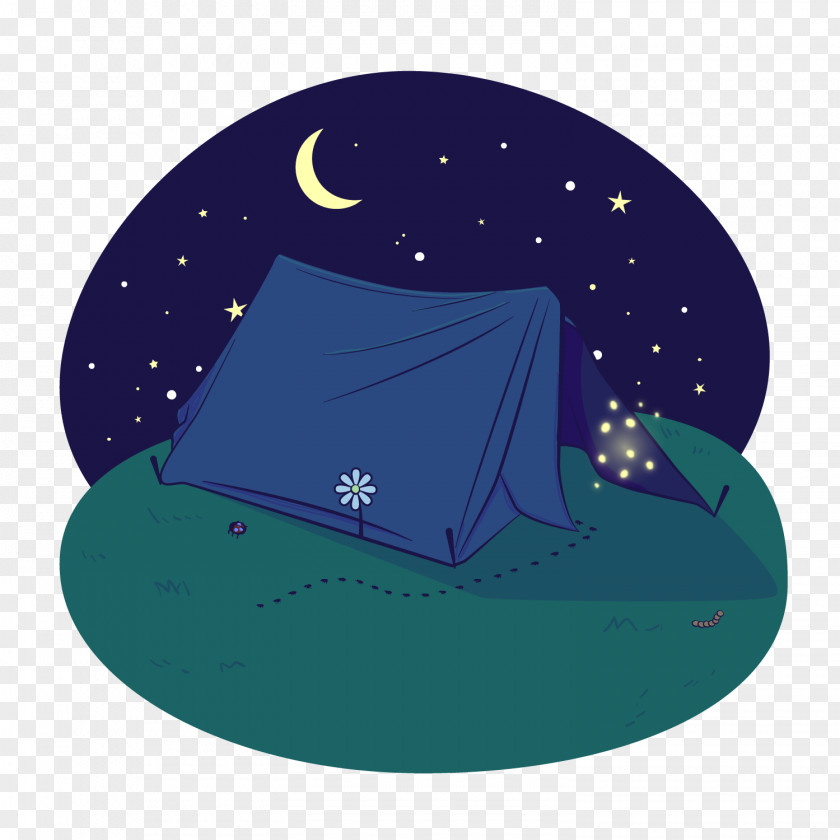 Night Outdoors Camping Tent Illustration Vector PNG