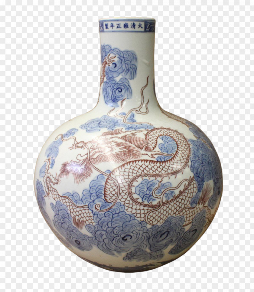 Chinese Porcelain Vase Blue And White Pottery Ceramics PNG