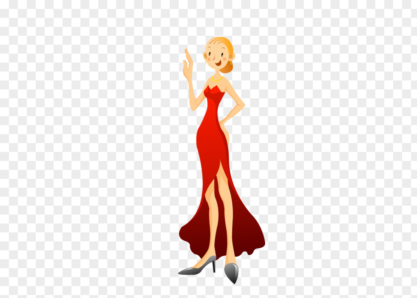 Dress Woman Formal Wear PNG wear, Girl red dress creative people clipart PNG