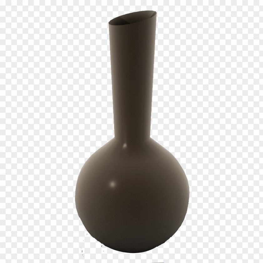 Gray Brown Fine Mouth Japanese Vase PNG