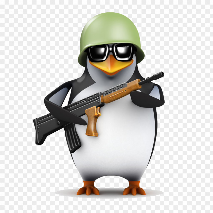 Take The Penguin Of Machine Gun 3D Computer Graphics Rendering Stock Illustration PNG