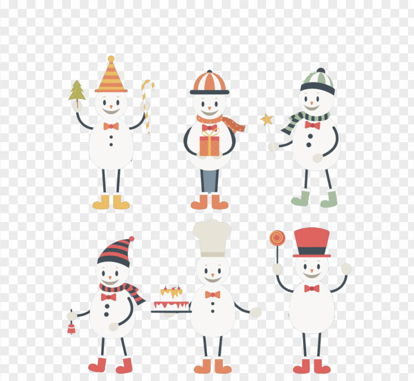 Snowman Cartoon Vector Material Santa Claus Christmas Ornament Textile Illustration PNG