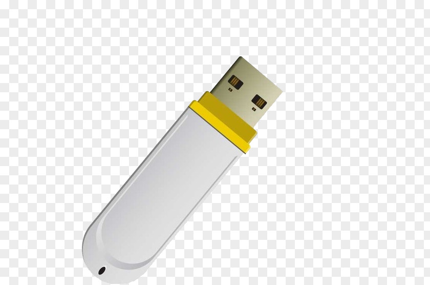 Simple USB Flash Drive Yellow Data Storage PNG