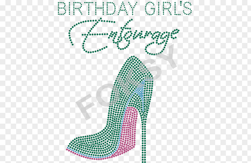 Birthday Iron-on T-shirt Imitation Gemstones & Rhinestones High-heeled Shoe PNG