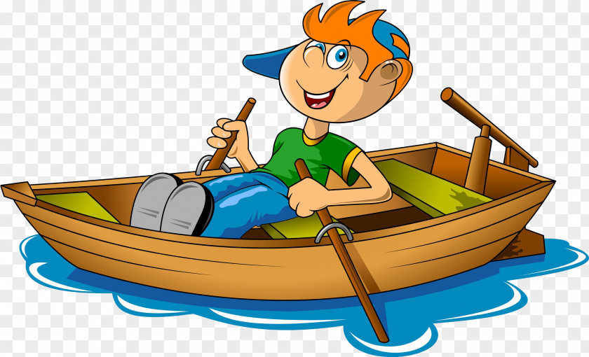 A Boy Rowing In The River Boat Canoe Clip Art PNG