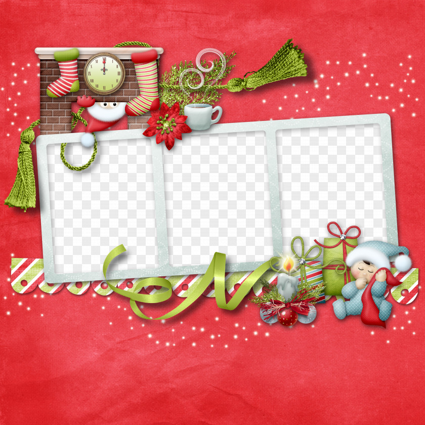 Pretty Red Frame Picture Christmas Photography Clip Art PNG