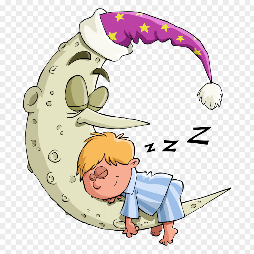 Baby Vector Moon On Sleep Cartoon Illustration PNG