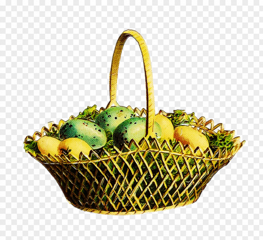 Storage Basket Gift Green Wicker PNG