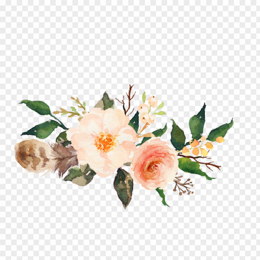 Garland Watercolour Flowers Paper PNG