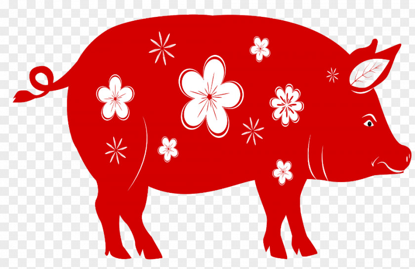 New Year Background Pig Chinese Vector Graphics Illustration PNG