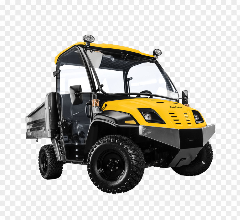 Yellow Cab Cub Cadet Vehicle Side By Car Lawn Mowers PNG