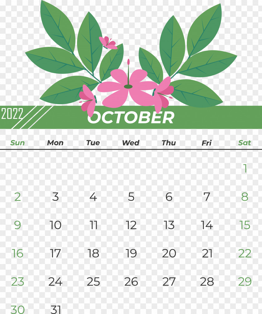 Leaf Flower Calendar Font Green PNG