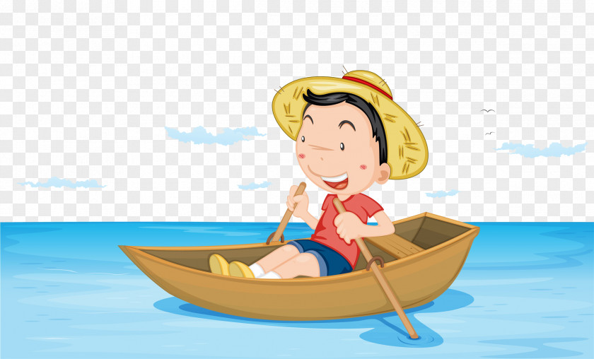 A Child Rowing In The River Boat Royalty-free Illustration PNG